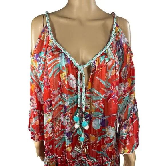 My Story Paris Limited Edition Dress Sheer Women Floral Bohemian Size L - Picture 3 of 10
